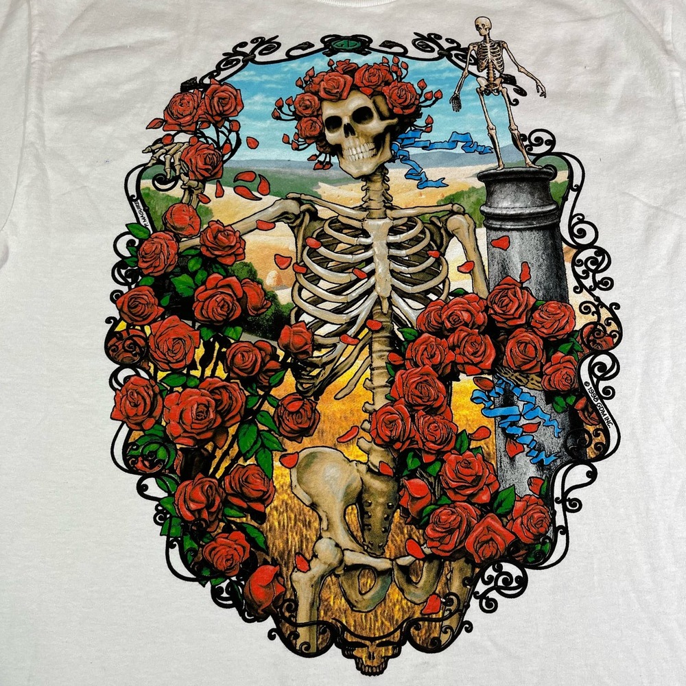 Liquid Blue White Grateful Dead Rock Band Signed P. Maguire Men’s Sz L New View 5